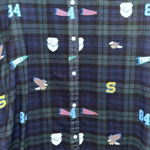 Preppy collegiate varsity game day long sleeve plaid button down shirt unisex XL - Picture 2 of 13